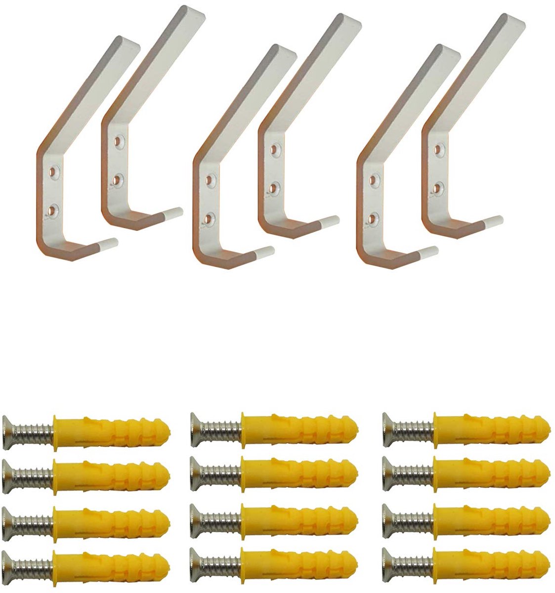 SnelShoppen - 18 Stuks Motorhelmhouder Haak, Wandgemonteerde Hoedenrek voor Paardensport en Motorfiets, Opbergrek Hanger met Bevestigingsschroeven (6