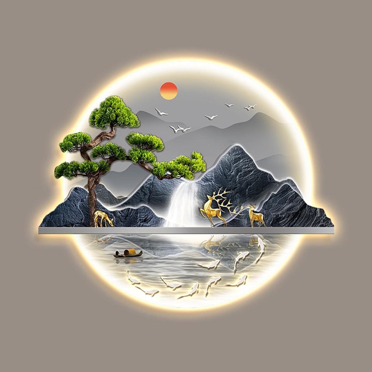 3D Wanddecoratie - Verlicht Schilderen - Woonkamer Verfraaien - Kristalporselein - 60 x 72 cm - Niet gespecificeerd