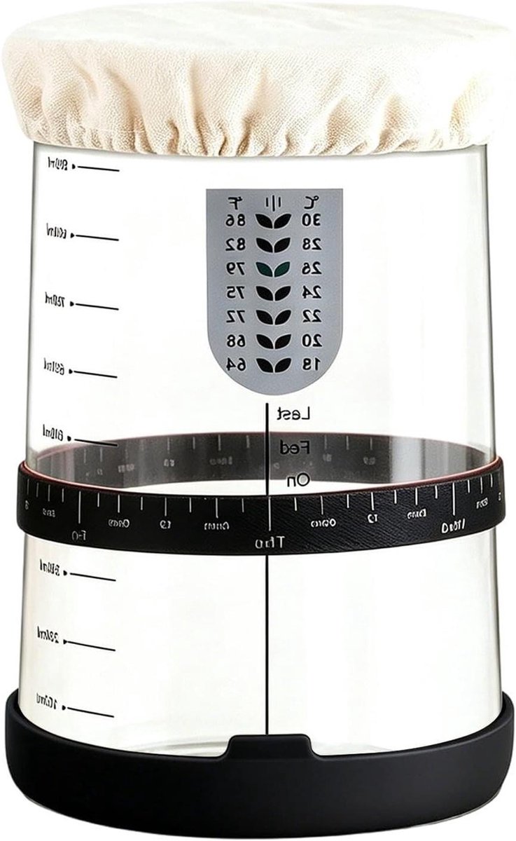 Levainpot met Deksel - Gistpot Fermentatiepot - Zuurdesem Bakken - Optimale Fermentatieomgeving - 196 x 106 cm - Transparant