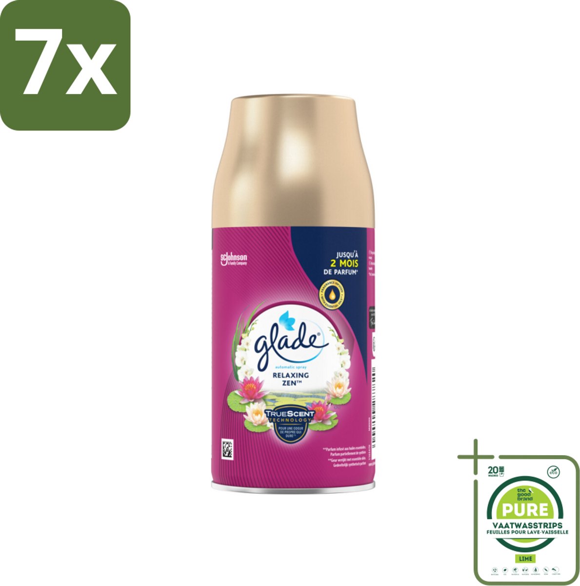 7 x Glade - Navulling Automatische Spray - Relaxing Zen - 269 ml - Grootverpakking - Glade Automatische Spray - Geurnavulling - Relaxing Zen - Ontspannende Geur - Appelgeur