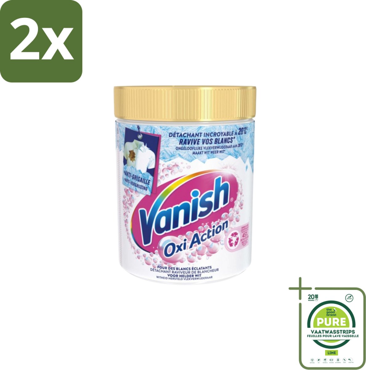 Vanish - Vlekverwijderaar - Oxi Action Whitening Booster - Voor Witte Was - Poeder - 940 g - Voordeelverpakking - 2 stuks - Vlekkenverwijderaar - Gekleurde was