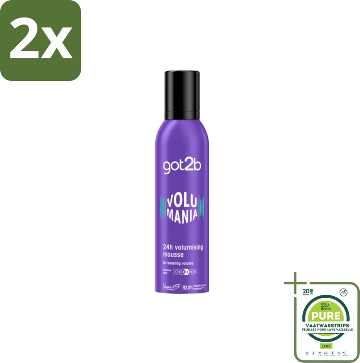 Got2B - Volumemousse - Volumania 24H - 250 ml - Voordeelverpakking - 2 stuks - Haar volume - Haarkleur