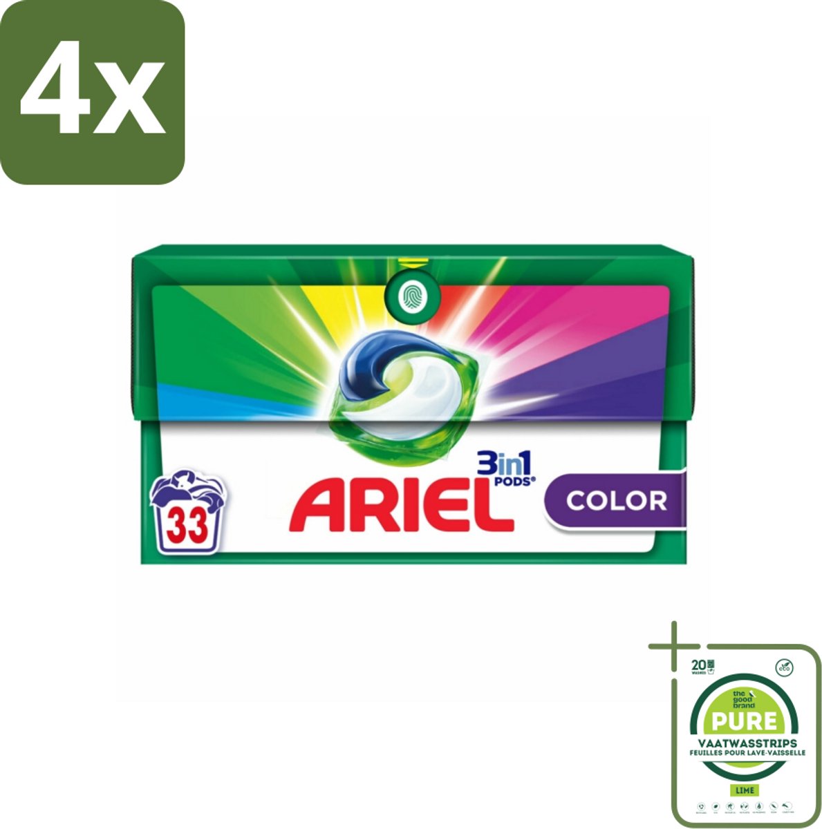 Ariel - 3in1 Wasmiddel Pods - Color - 33 Pods - Voordeelverpakking - 4 stuks - Ariel wasmiddel - Wascapsules