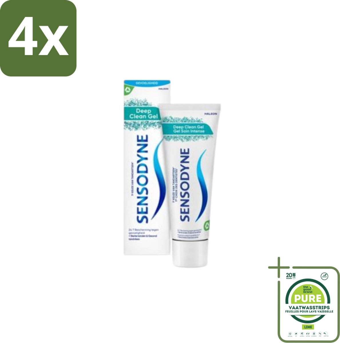 Sensodyne - Tandpasta - Deep Clean Gel - Grondige Reiniging - 75 ml - Voordeelverpakking - 4 stuks - Tandpasta voor gevoelige tanden - Gevoelige tanden