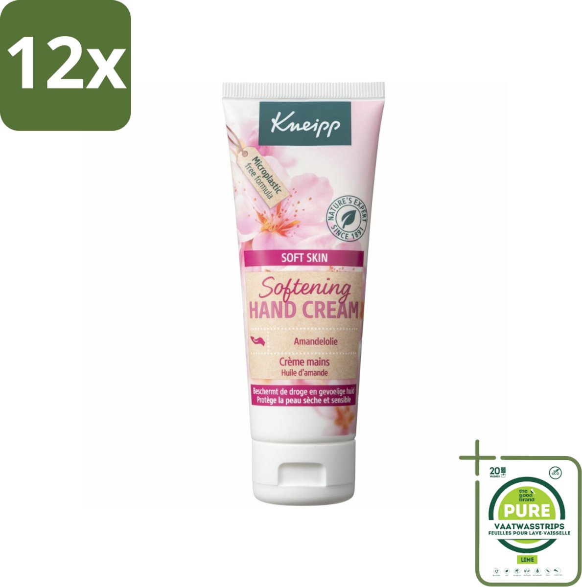Kneipp - Handcrème - Soft Skin - Amandelbloesem - 75 ml - Voordeelverpakking - 12 stuks - Handcreme - Droge handen
