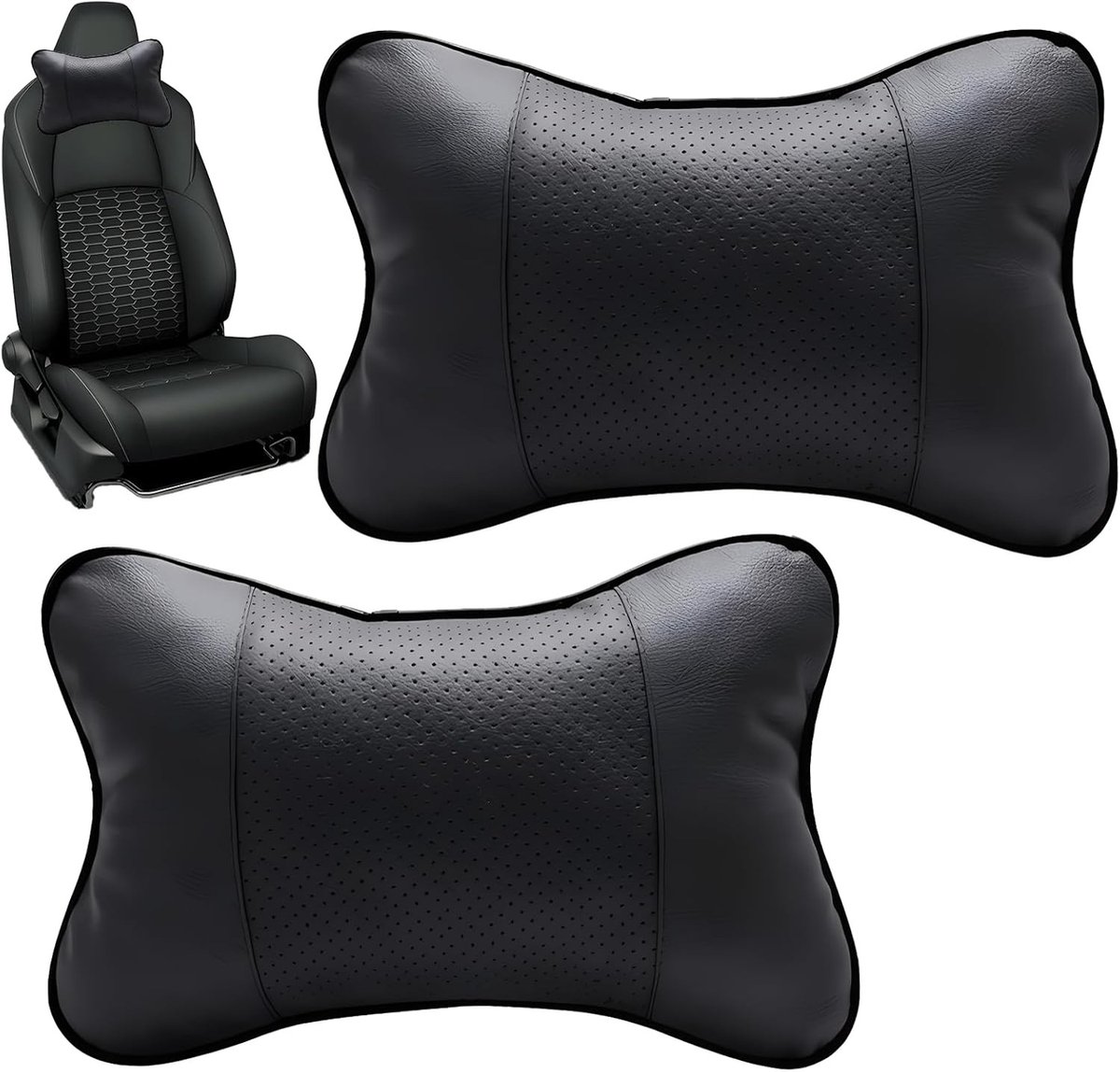 Autosupportkussens 2 Stuks - Kunstleer - Ergonomisch ontwerp - Ideaal voor lange ritten - SnelShoppen