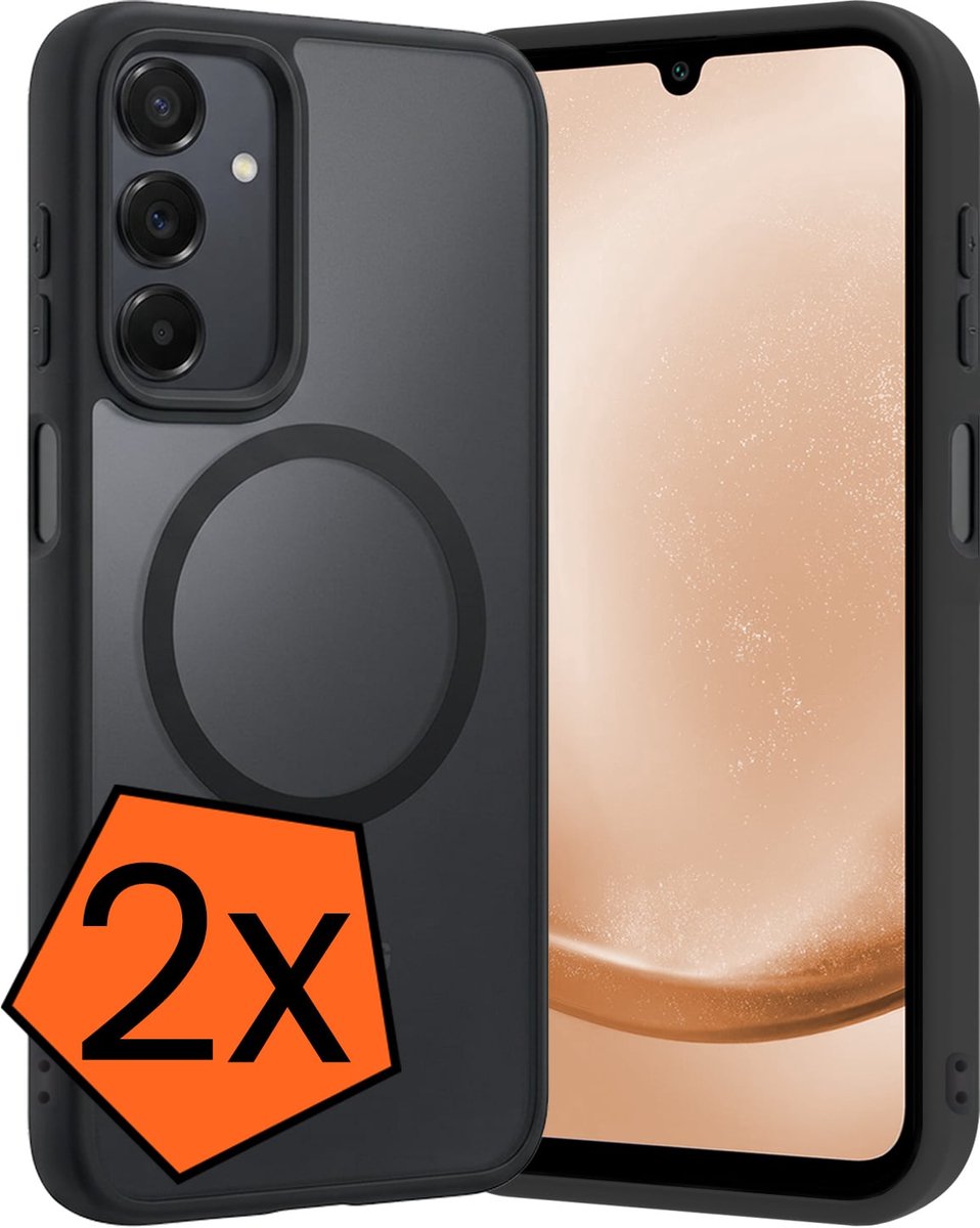 Hoes - 2 Stuks - Geschikt voor Samsung Galaxy A25 - Magsafe Compatible - Sterk & Shockproof - Back Cover - Shock Proof Case - Telefoon Hoes - Zwart