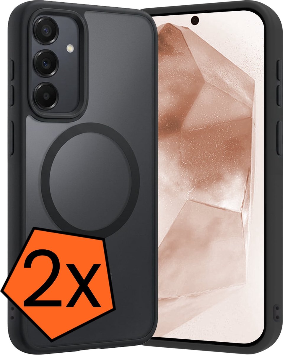 Hoes - 2 Stuks - Geschikt voor Samsung Galaxy A55 - Magsafe Compatible - Sterk & Shockproof - Back Cover - Shock Proof Case - Telefoon Hoes - Zwart