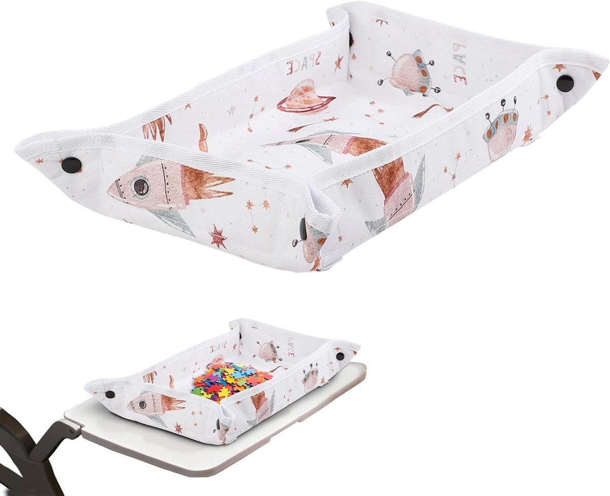 Vliegtuig Dienbladhoes Kinderen - Reis Tafelkleed - Interactief Reizen - Waterdicht Krasbestendig - 40x30x0.5cm - Ruimteschip