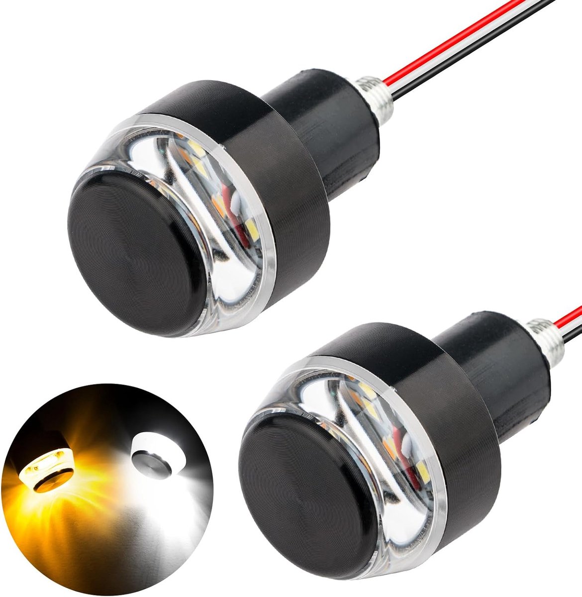 KZQ 2-delige LED richtingaanwijzers voor motor en fiets - Dubbele kleur stuurplug knipperlichten - Wit en geel