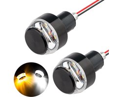 KZQ 2-delige LED richtingaanwijzers voor motor en fiets - Dubbele kleur stuurplug knipperlichten - Wit en geel