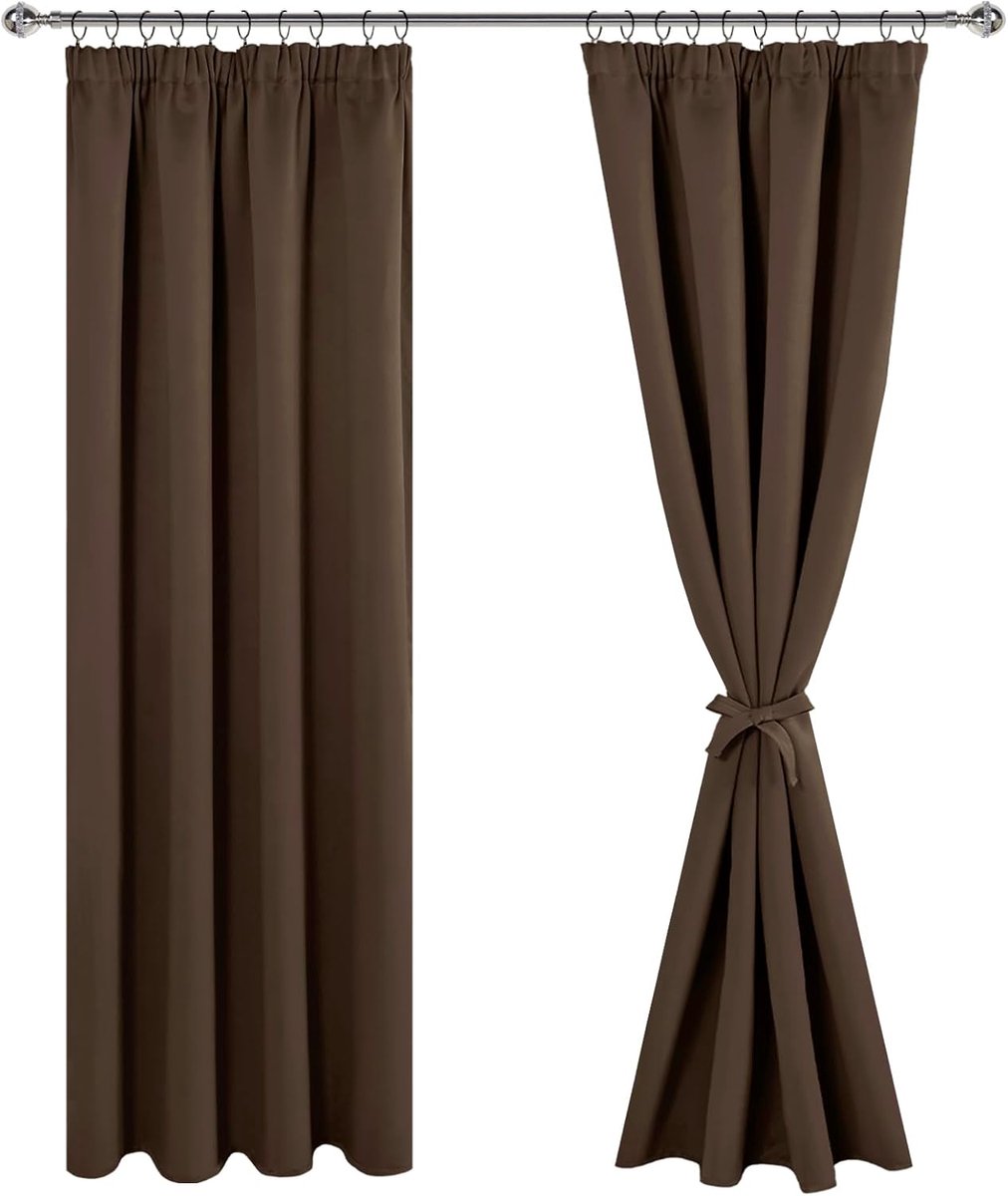 Zwarte verduisteringsgordijnen 228 x 167 cm - thermisch - set van 2 - ideaal voor slaapkamer of woonkamer - ShopVlot