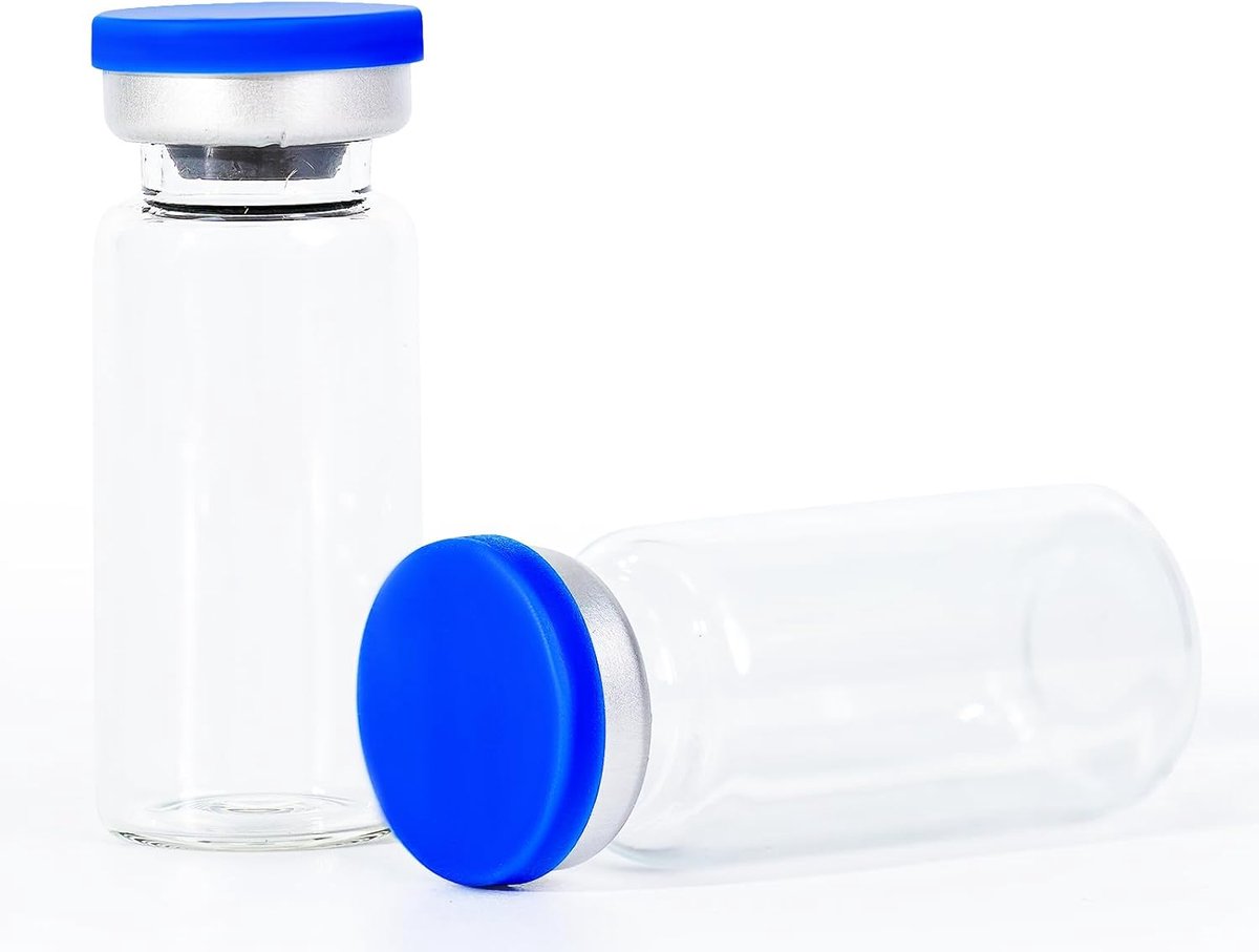 SnelShoppen - 10ml Steriele Monster Vials met Deksel en Rubber, Laboratorium Gesealde Glazen Vials (Verpakking van 10), Ideaal voor Opslag en Transpor