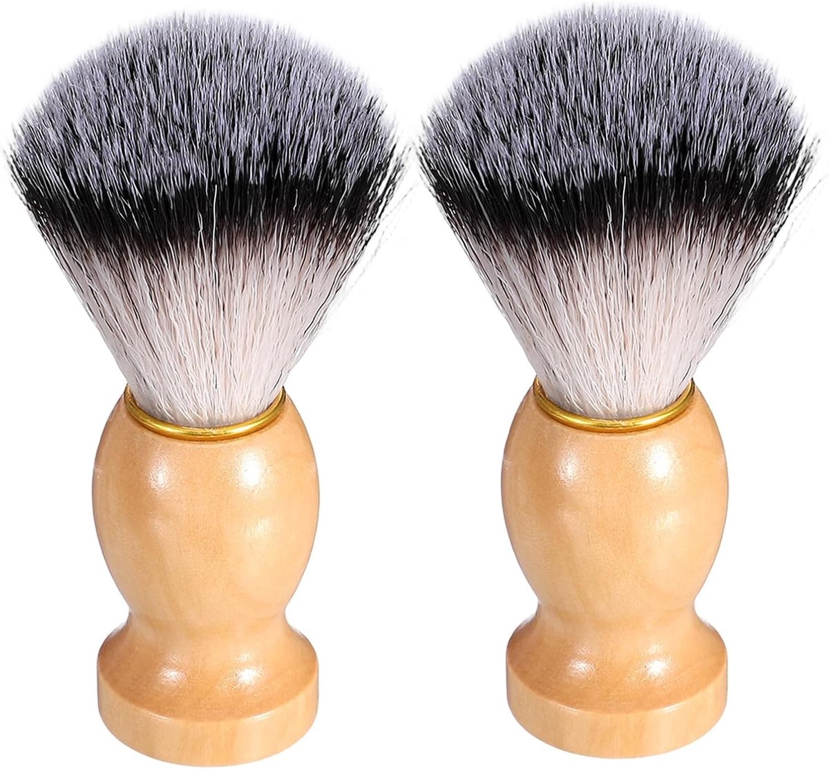 Scheerkwast 2-pack - Beukenhout - Synthetische Vezels - Ergonomische Greep - Voor Mannen