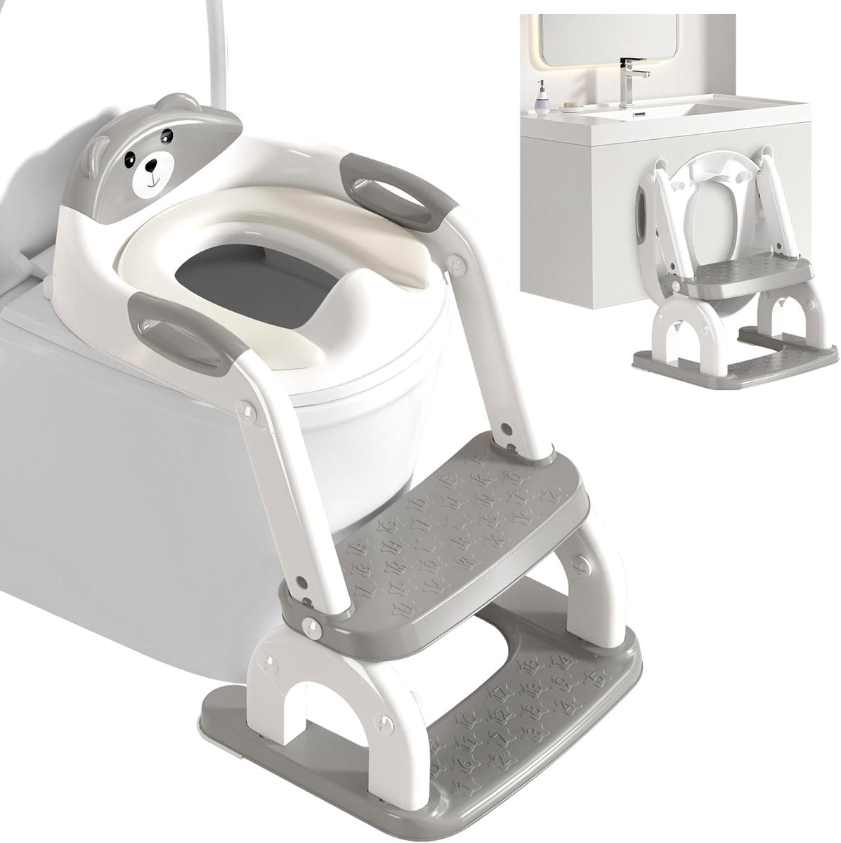SnelShoppen - Potty Training Zitting voor Peuters, 2-in-1 Toilet Zitting, Toilet Ladder voor Kinderen Jongens Meisjes, Antislip Kussen en Hoogte Verst