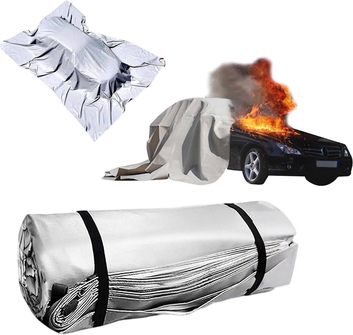 Blusdeken voor voertuigen - Brandwerend zeil - Brandpreventie Garage - Herbruikbaar Hittebestendig - 3x4 meter - Zilver