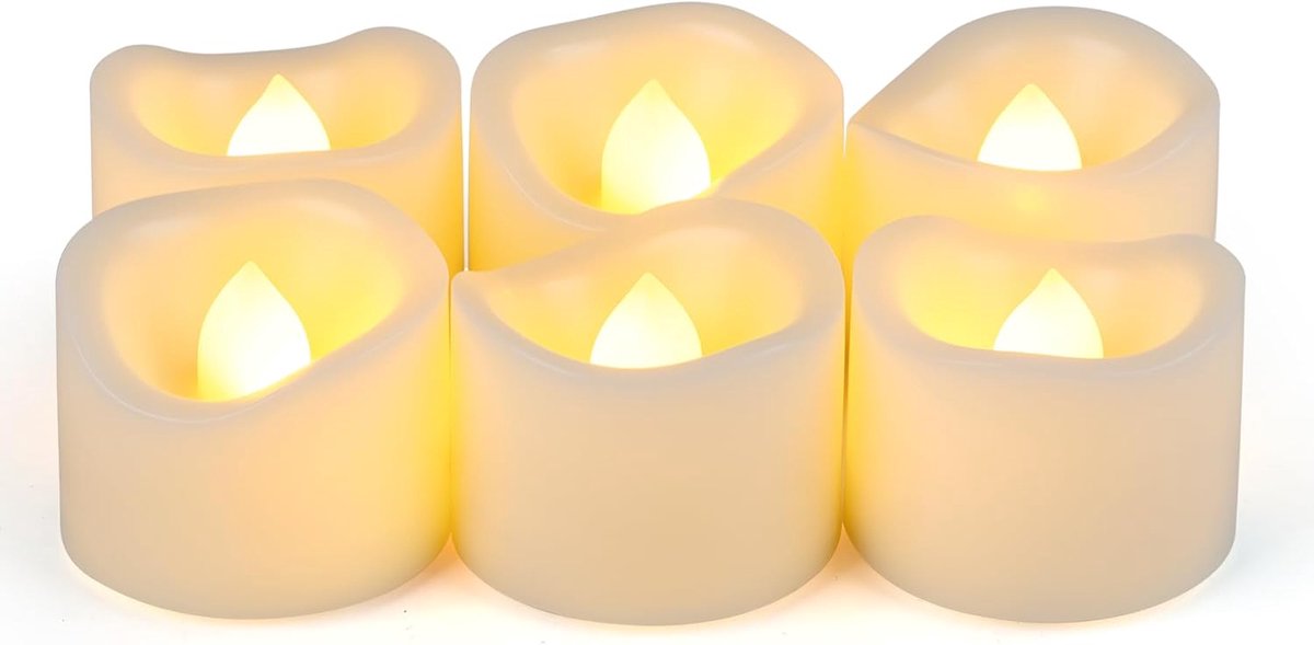 SnelShoppen - Flameless Flickering LED Theelicht Kaarsen met Timer - 6 Uur Aan en 18 Uur Uit - LED Theelichten voor Buiten Halloween Pompoen Verlichti