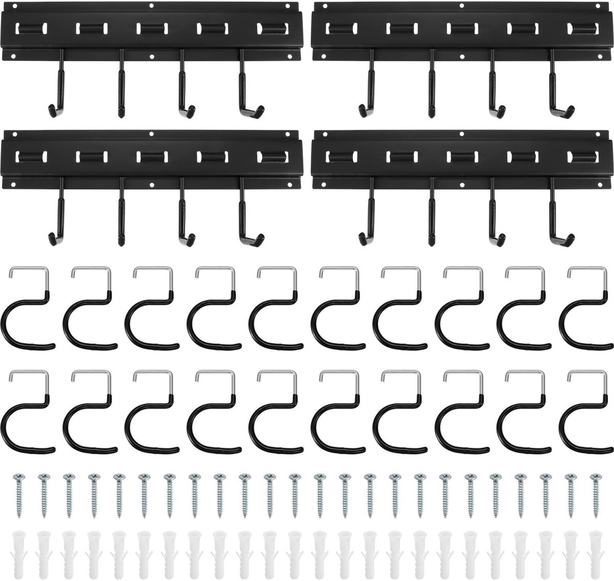 Omgoods - Muurbevestigde Metalen Tuin Tool Houder met Haken - 164 cm
