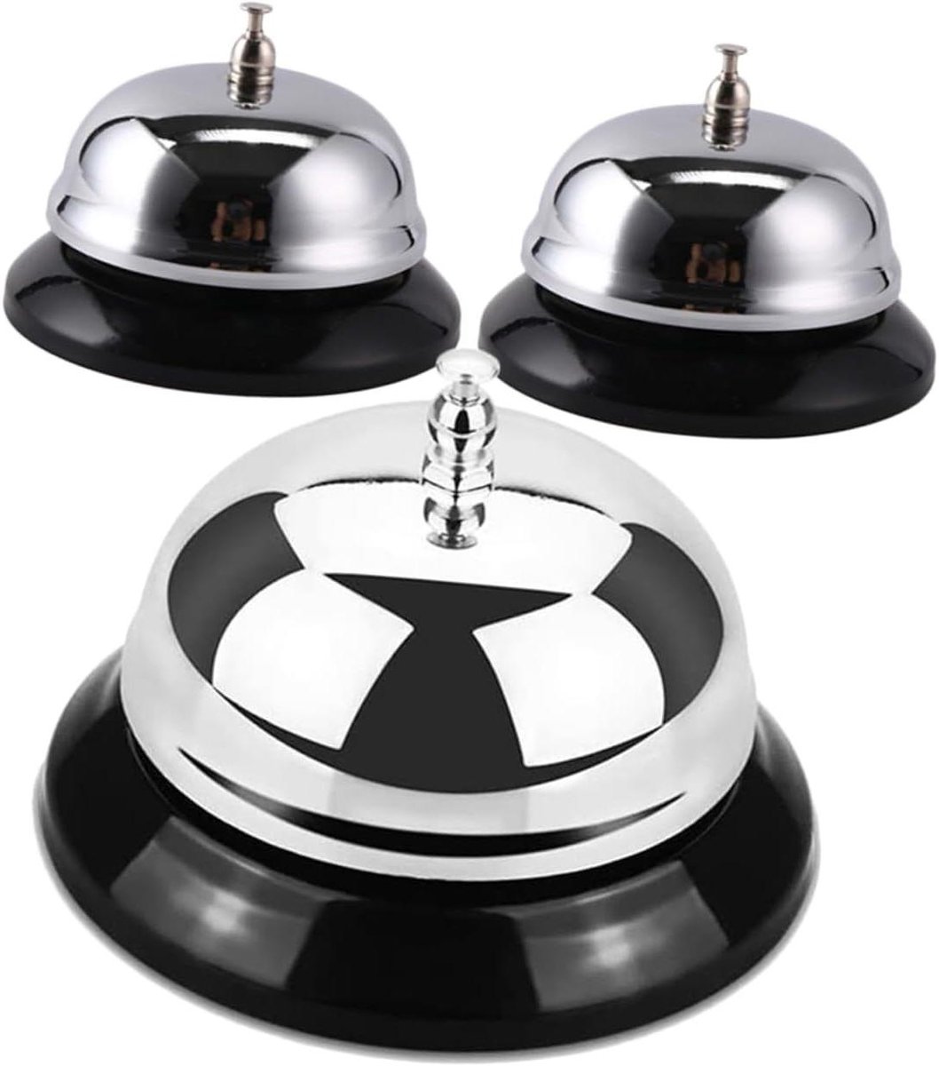 Bureaubellen Set - Serviceklokken Restaurant - Personeel Oproepen - Roestvrijstalen Klepel - 10x10x6.5cm - Zilver