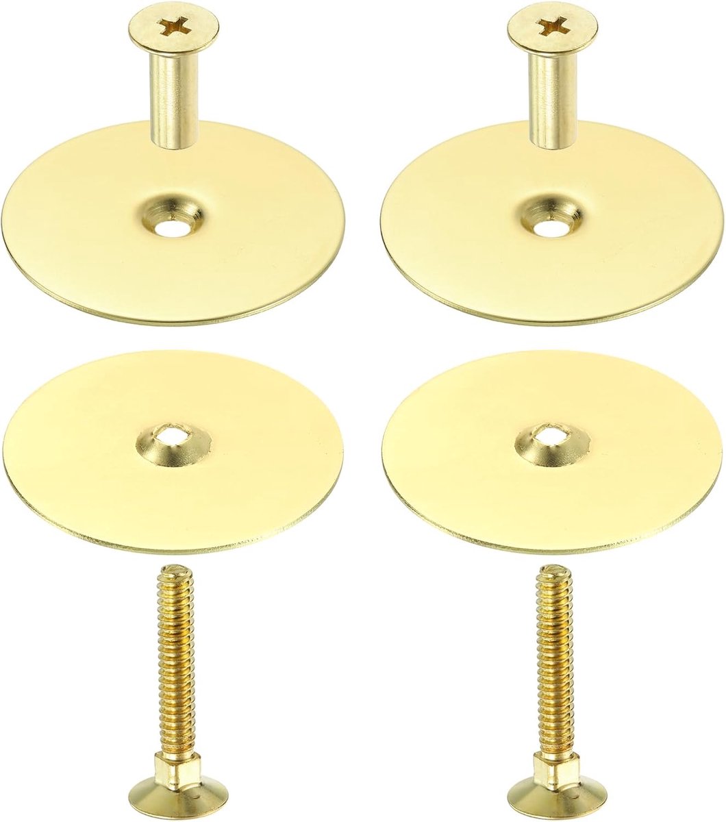 Set van 2 deurgaten afdekplaat, 2-5/8 inch diameter ronde sluitplaat, afdekplaat, metaal, deurknop, gat vulplaat met verbindingsschroeven, imitatie goud