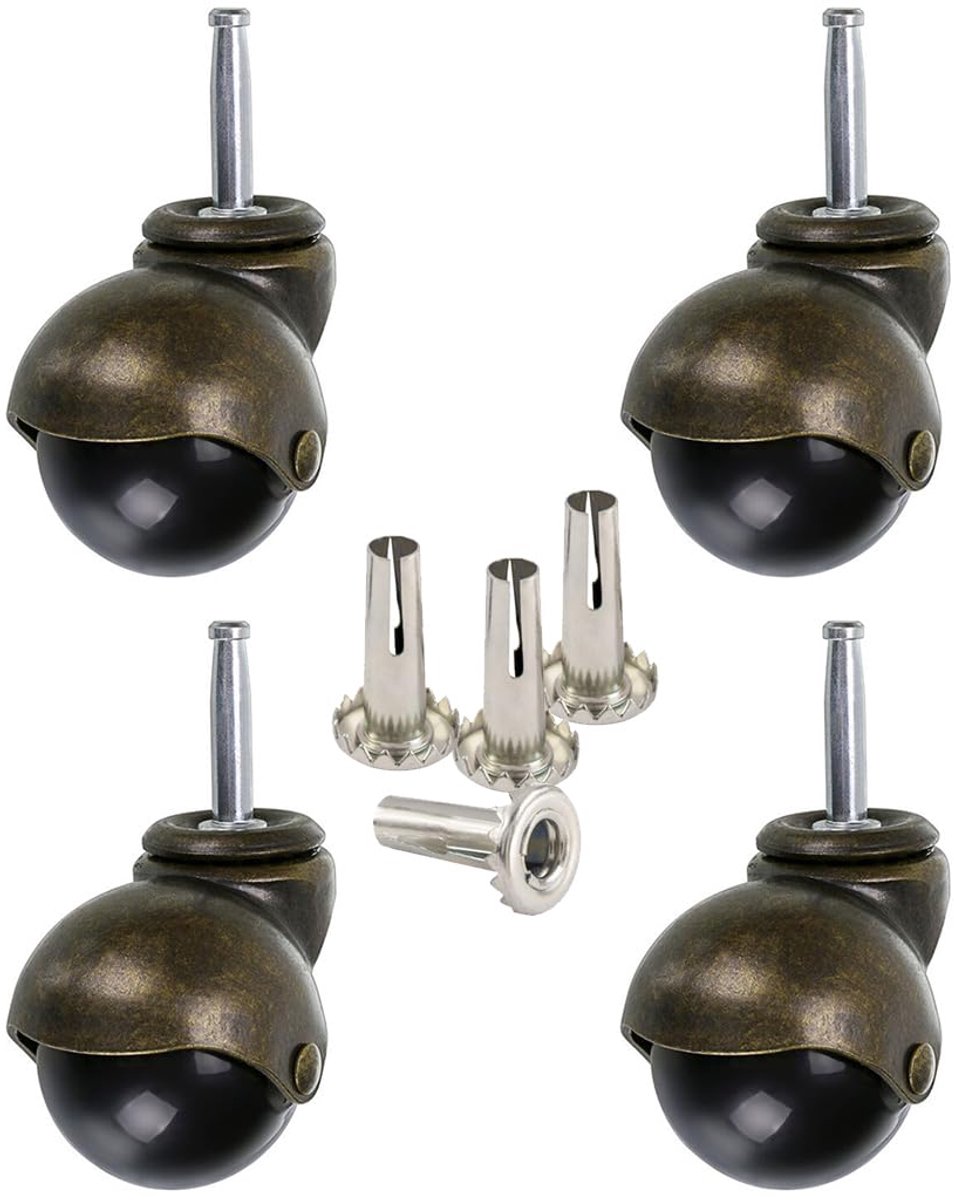 4 stuks bronzen kogelwielen, 40 mm, meubelwielen met sokkel, ronde wielen, reservewielen voor meubels, banken, stoelen, kasten