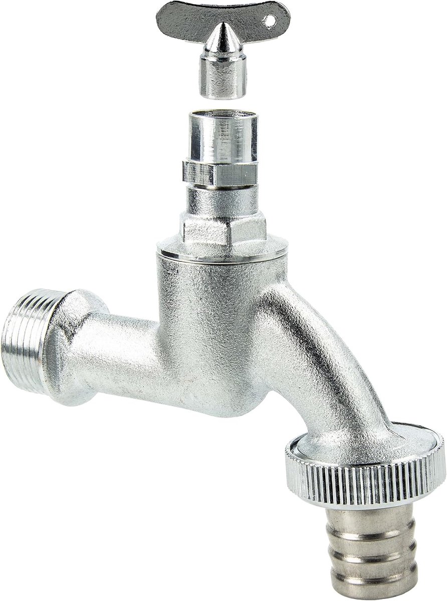 tecuro Uitloopventiel met steeksleutel 3/4 inch verchroomd mat