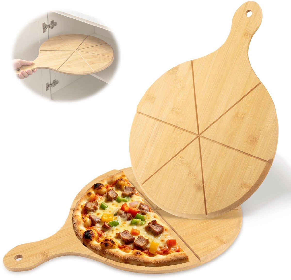 Omgoods - Houten Pizzaplankenset van 2 Stuks met Handvat