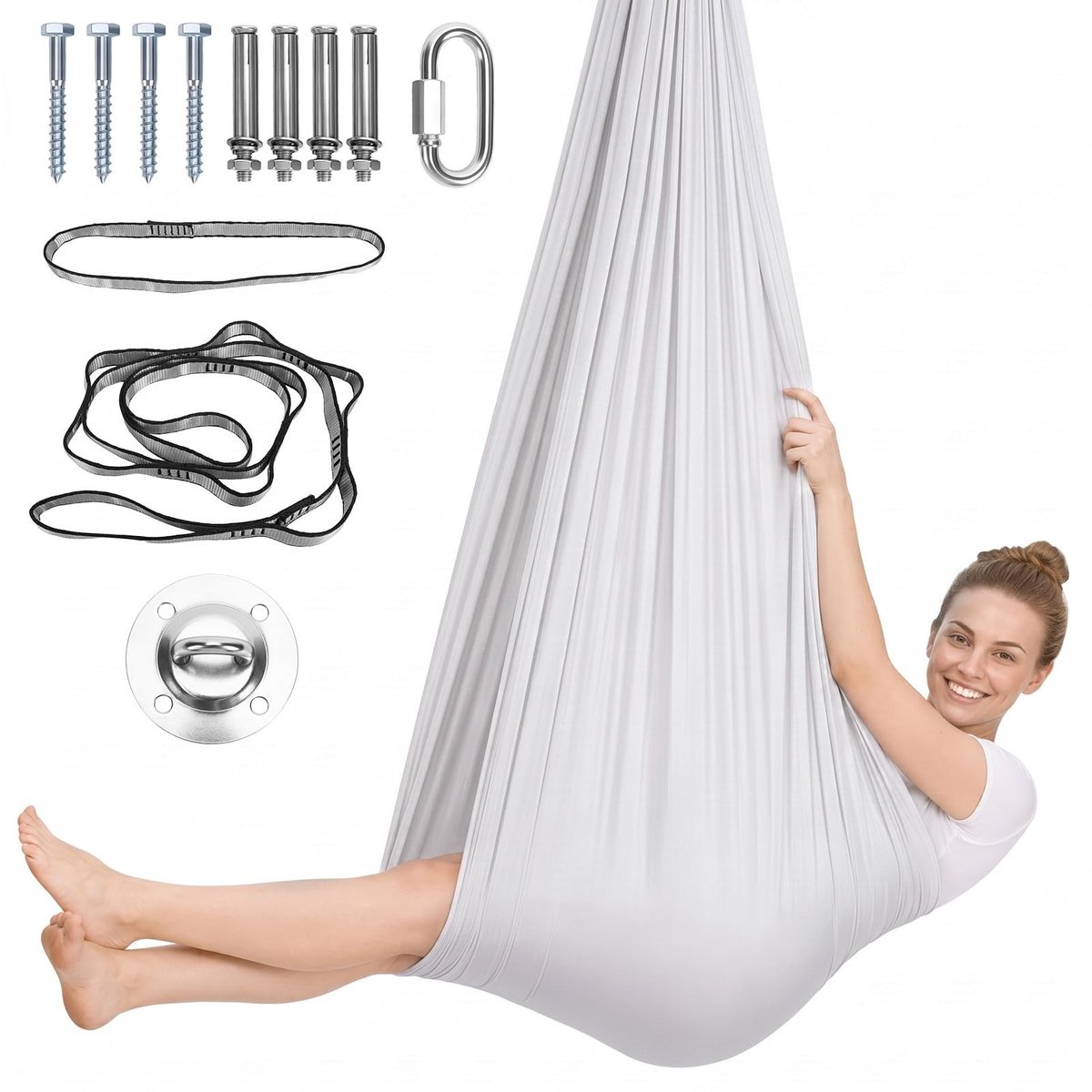 Omgoods - Aerial Yoga Hangmatset 150x280 cm - Zacht en Duurzaam voor Fitness en Yoga