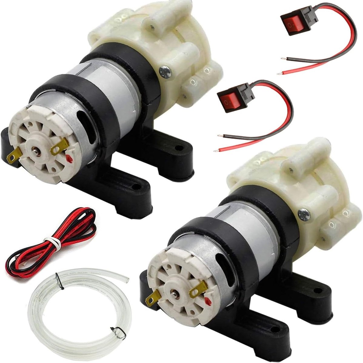 2 stuks Mini DC 6V-12V Zelfaanzuigende Luchtpomp voor Aquarium, Diafragma Elektrische Waterpomp voor Theemachine, Vistank Waterkoeling
