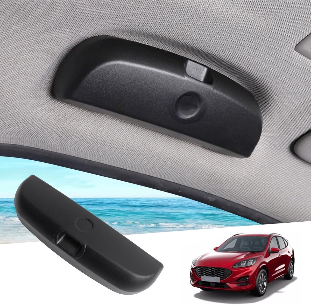 Compatibel met Ford Kuga 3 MK3 ST-Line 2020-2024 2025 Zonnebrilhouderbewaardoosje Auto, Kuga MK3 2024 Opbergdoos Organizer, Kuga 3 Accessoires (Zwart-Upgrade)