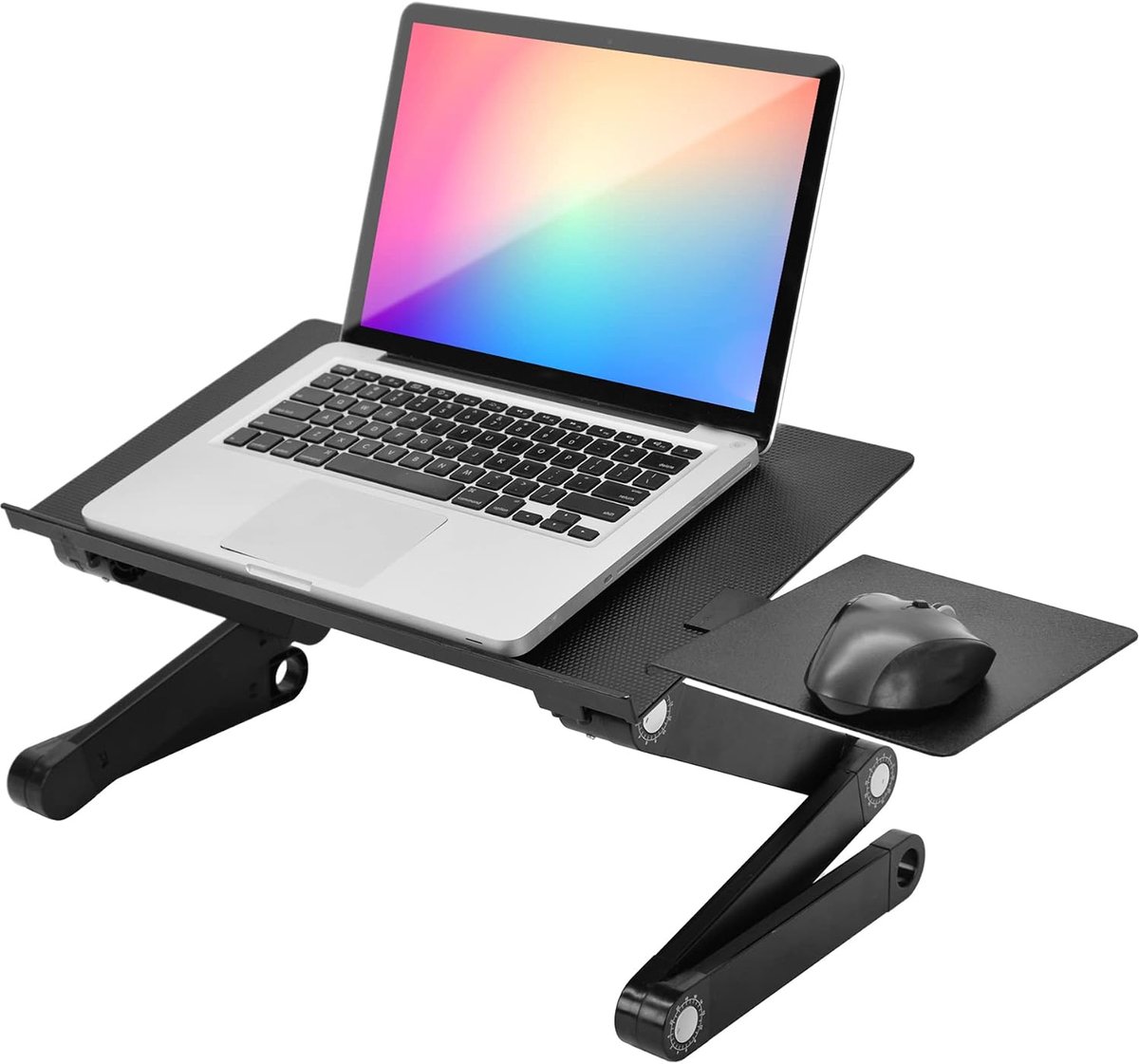 Laptoptafel voor bed, laptopbedtafel, in hoogte verstelbaar, verstelbare laptopstandaard, draagbare notebookstandaard met inklapbare poten, laptoptafel voor bank, notebooktafel, zwart