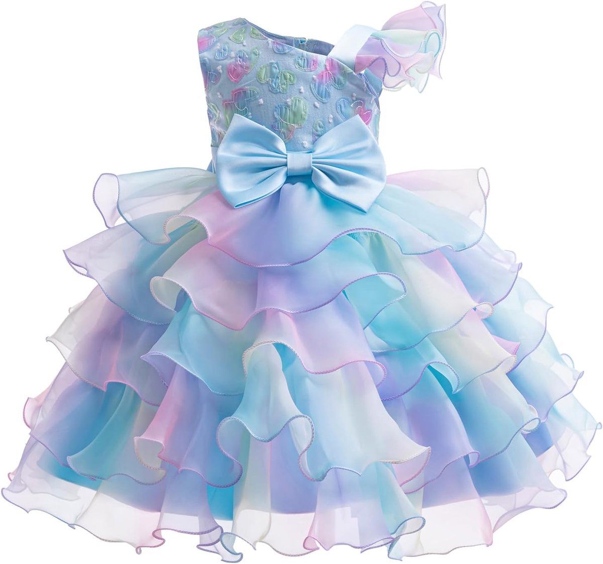 Meisjesjurk met één schouder en prinsessenpailletten, mouwloos, party, bruidsmeisje, bruiloft, verjaardag, kinderjurk