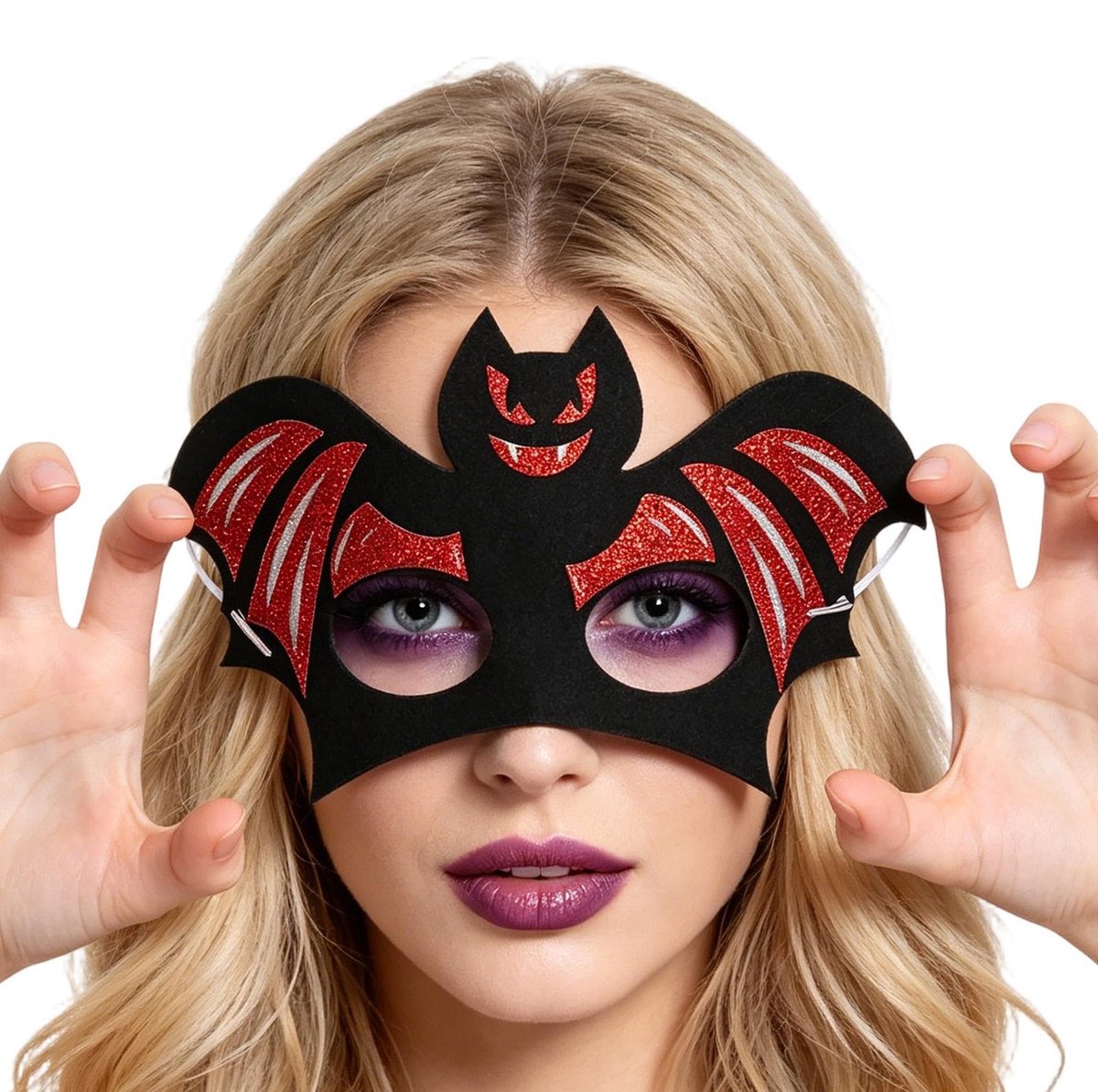3 Stuks Halloween Masker Set - Halloween Oogmasker - Griezel Masker - Vleermuis Schedel Duivel Masker Voor Feest Cosplay Verkleiding - Masquerade Masker Set (21-22 cm)