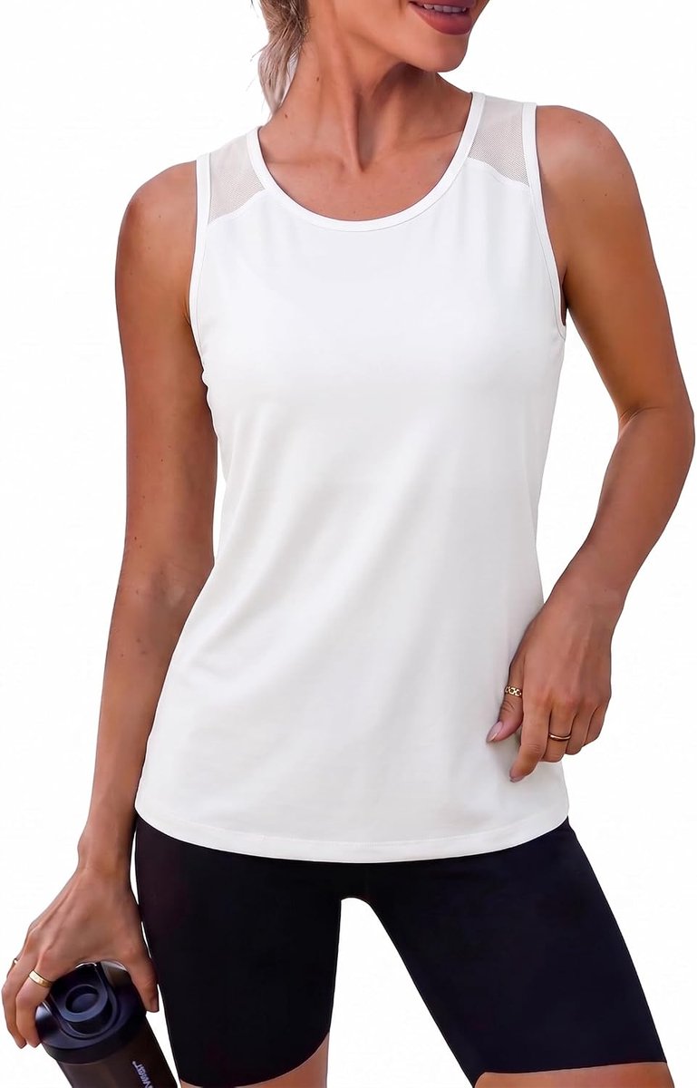 Vrouwen Mouwloos Ronde Hals Lichtgewicht Rekbaar Mesh Ademend Sportkleding UPF 50+ Running Workout Vest Uv-bescherming Gymwear Activewear voor Yoga Gym Training