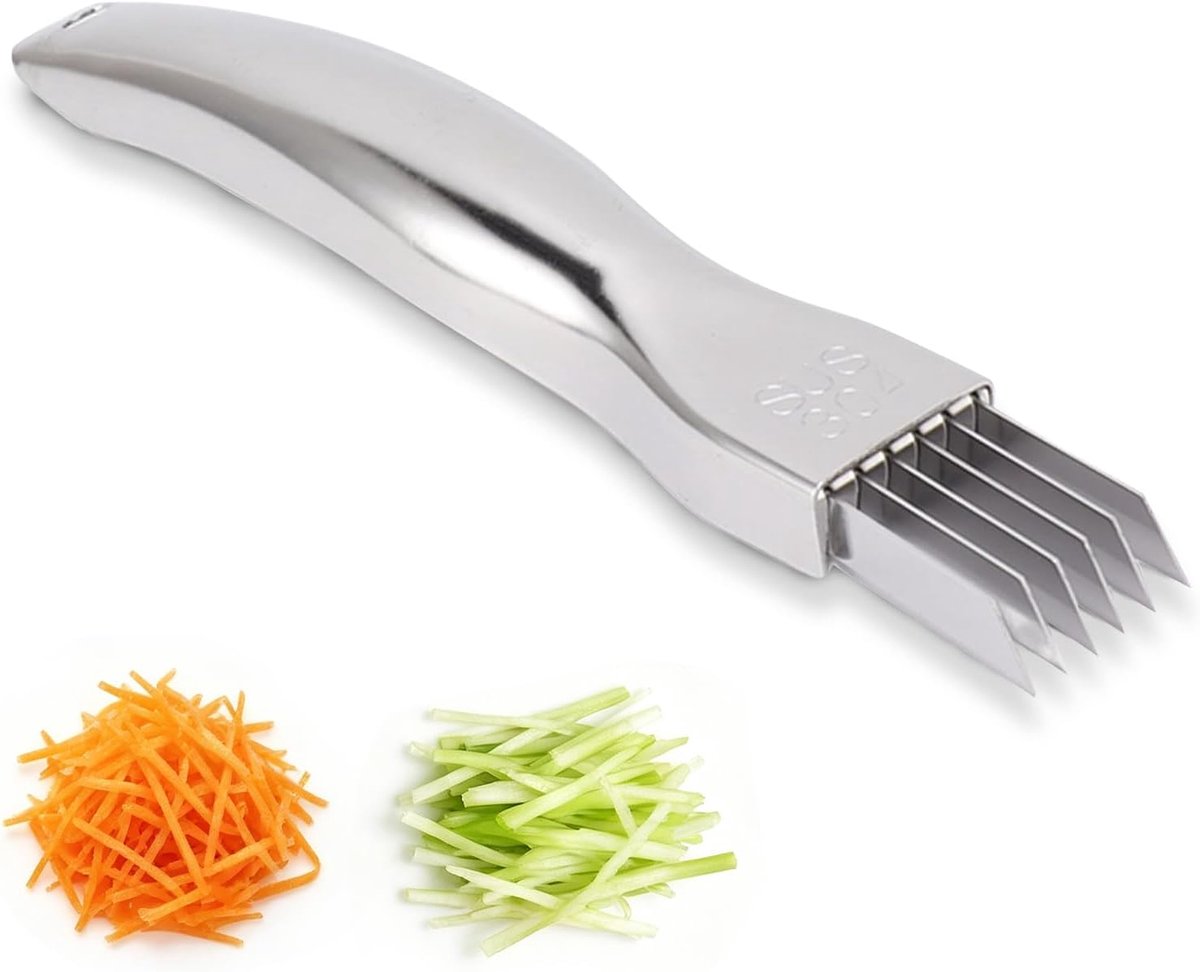 roestvrij staal, lenteui, snijder, voor knoflook, groene uien, komkommers, kiwi, aardappelen, bieslook, prei