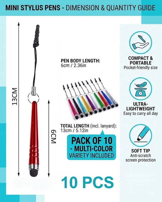 10 stuks Mini Touchscreen Stift, Universal Stylus Stift Tablet Handy Stift Hochpräzise Stylus Stiften voor Touchscreens Korte Stylus Stift Sets voor Smartphones Mobiltelefone Tablets — afbeelding 5