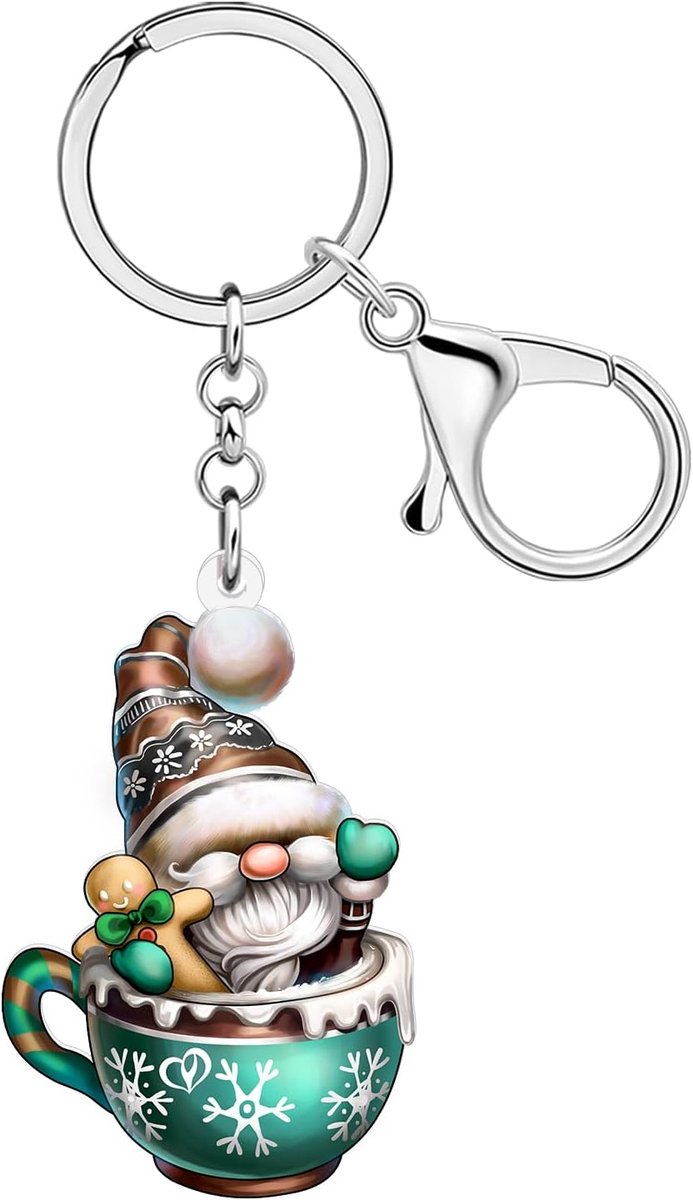 Koffie Kabouter Sleutelhanger Kerst Kabouters Geschenken Voor Koffie Liefhebbers Vrouwen, Kerst Sleutelhanger Xmas Kerstman Accessoires