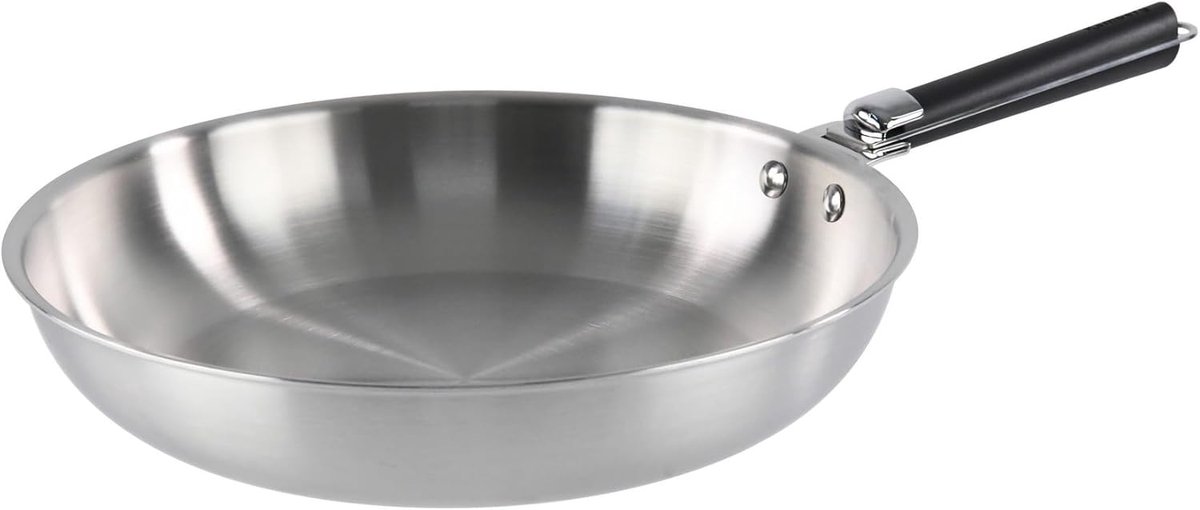- Roestvrijstalen pan 30 cm afneembare handgreep - Roestvrij staal 18/10 Triply - Voor alle warmtebronnen inclusief inductie en oven