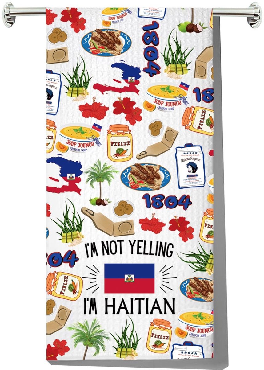 Omgoods - Haïtiaanse Theedoeken, Grappige Tekst, 30 x 13 cm