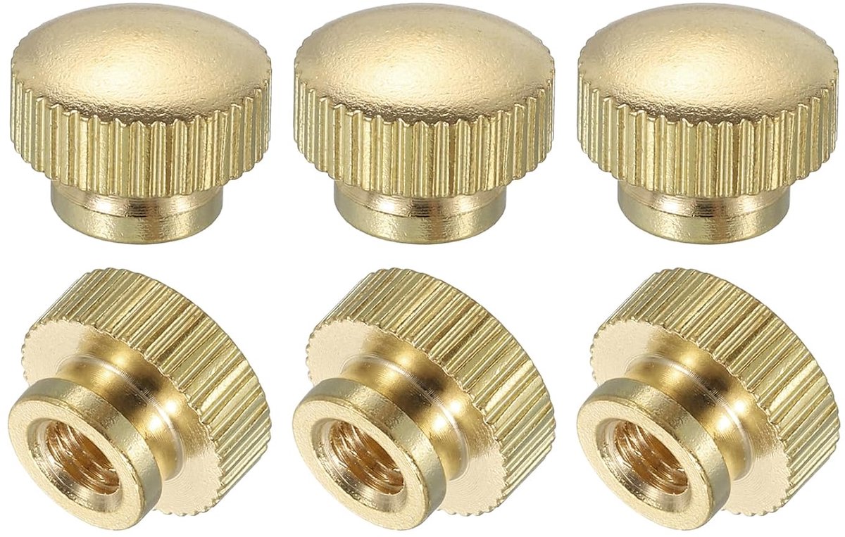 Vlindermoeren, 6 stuks, M5 x D12 mm x H9 mm, blote gat van messing met hoge kop, blinde kraag, bevestigingselementen voor 3D-printeronderdelen