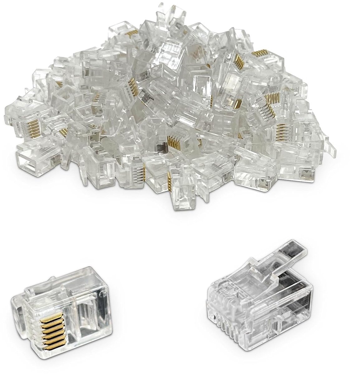 37168 RJ12-stekker, transparant, zak met 100 stuks