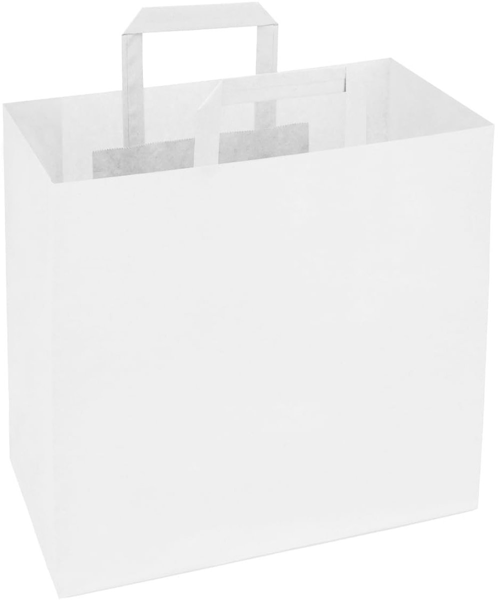 Omgoods - Papieren Draagtassen Wit 27 x 32 x 17 cm - 250 Stuks Met Handvat