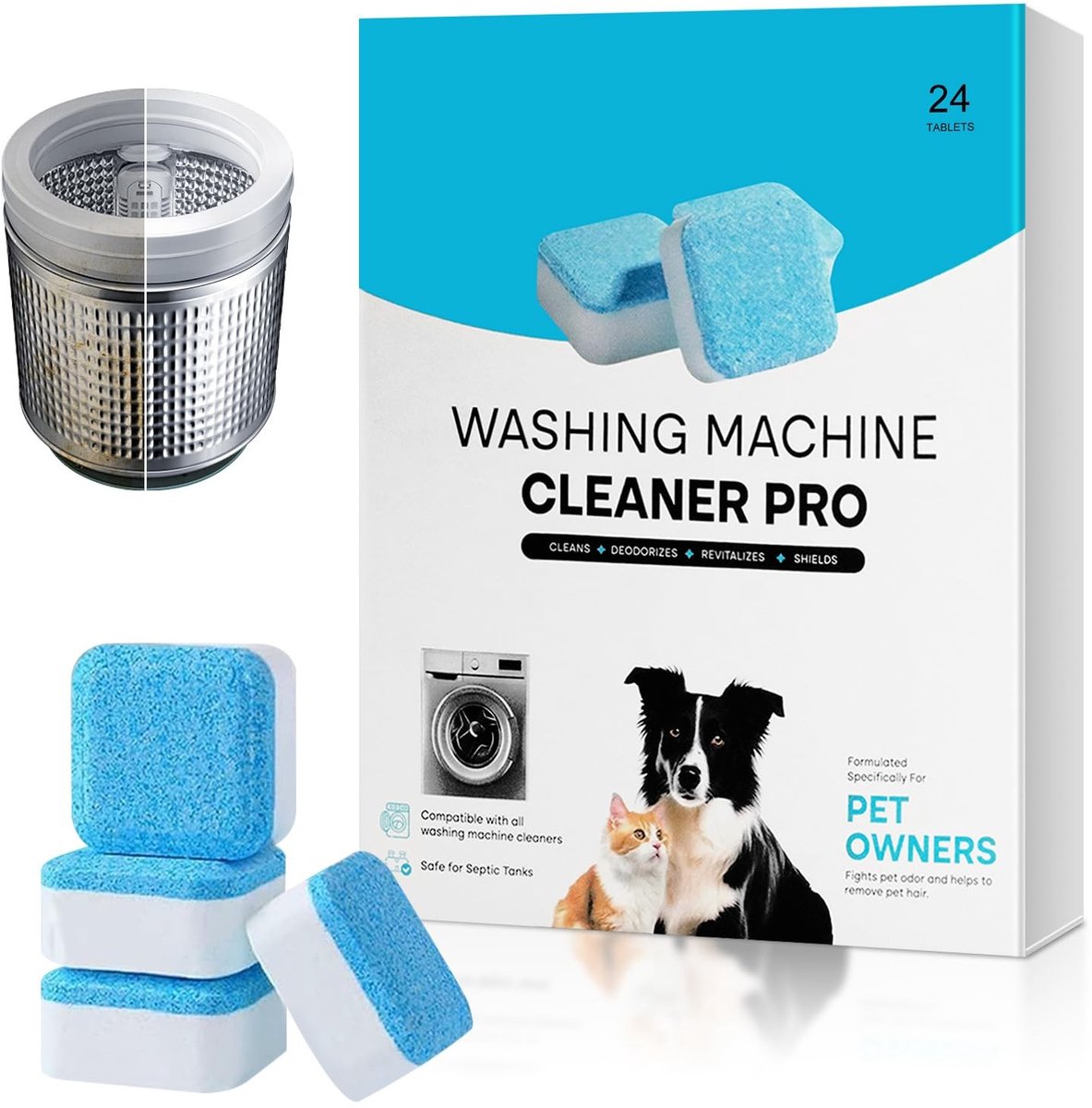 Omgoods - 24 Stuks Wasmachine Cleaner Tabs - Extra Sterk voor Huisdierenbezitters