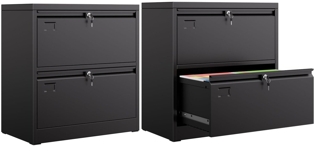 Omgoods - Metaal Kasten met 2 Lades - Lockable Opslagkast voor Thuis en Kantoor