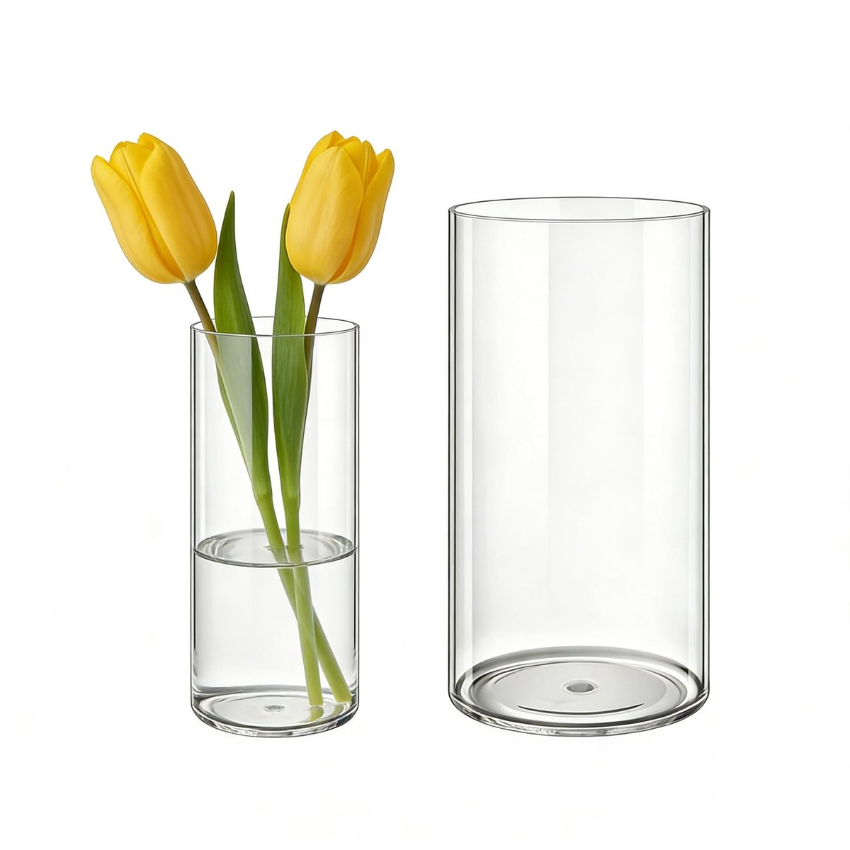 Omgoods - Set van 2 Rond Transparante Acryl Vazen voor Verse en Droge Bloemen