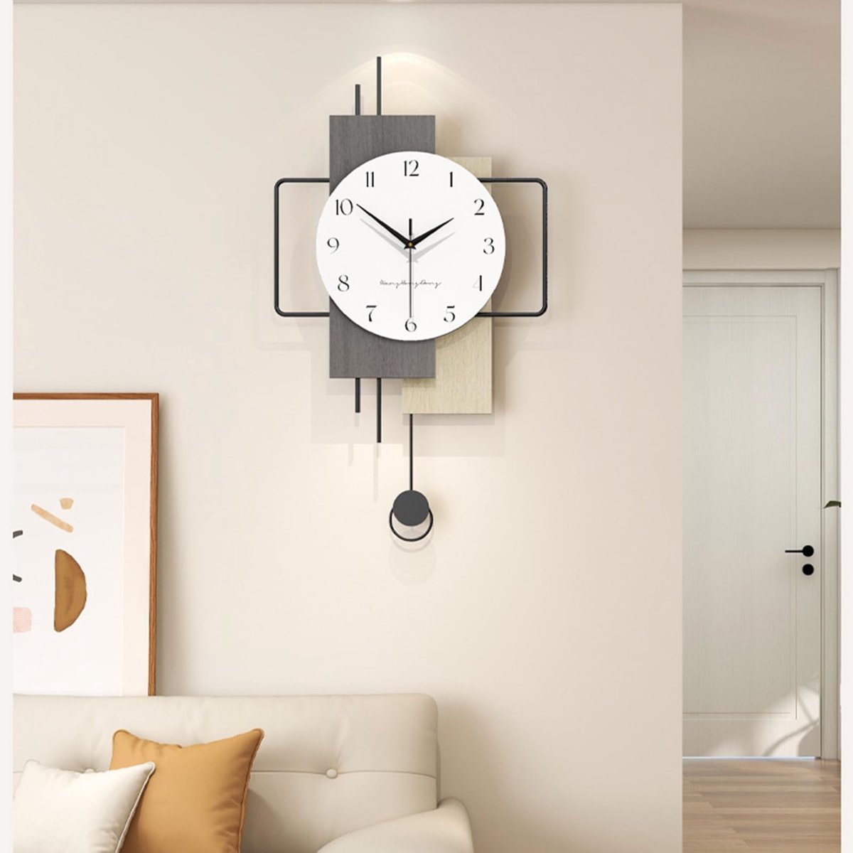 Omgoods - Moderne Geometrische Wandklok - Minimalistische Decoratie voor Woonkamer en Kantoor