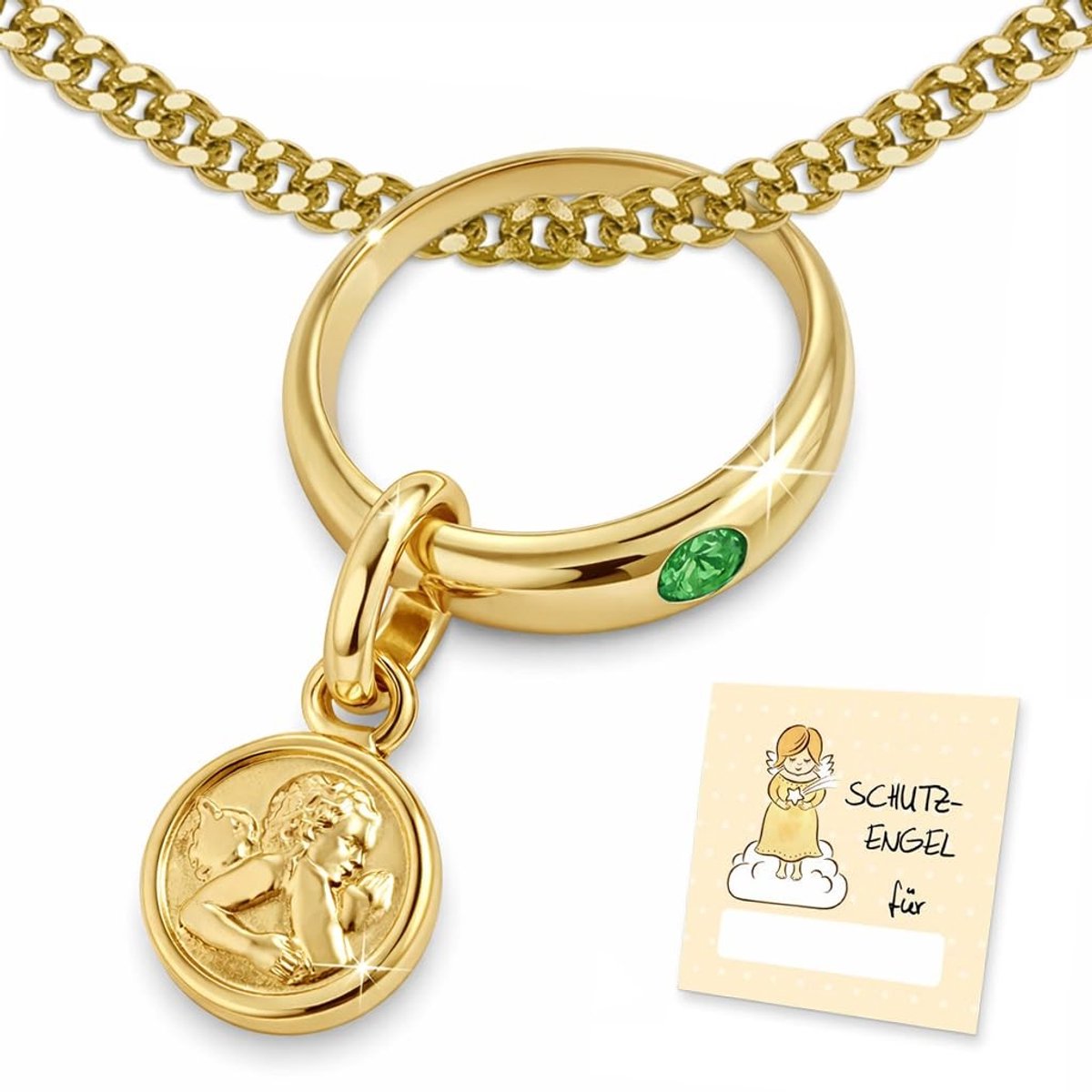 Omgoods - Gouden Doopketting met Beschermengel en Christening Ring