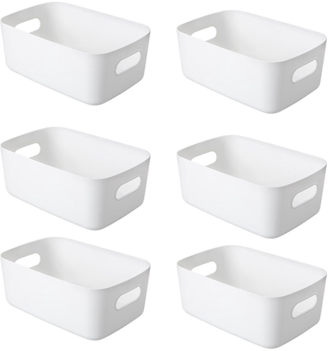 Omgoods - Set van 6 Witte Opbergdozen met Handvatten en Waterdicht Ontwerp