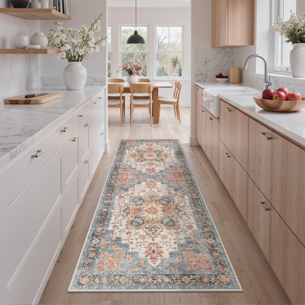 Omgoods - Vintage Vloerkleed 80 x 200 cm - Boho Antislip voor Woonkamer en Eetkamer