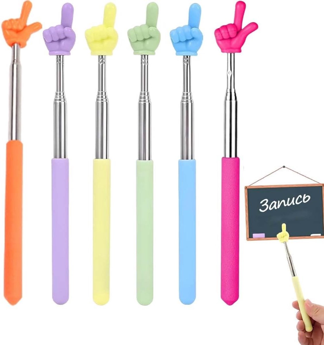 aanwijspennen 10 stuks – telescopische wijzer 68 cm – kleurrijk en flexibel – voor leerkrachten presentaties trainingen klaslokaal gebruik